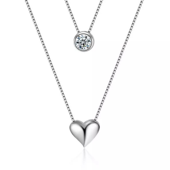 925 Sterling Silver Necklace Double Layer Chain - Picture 4 of 8